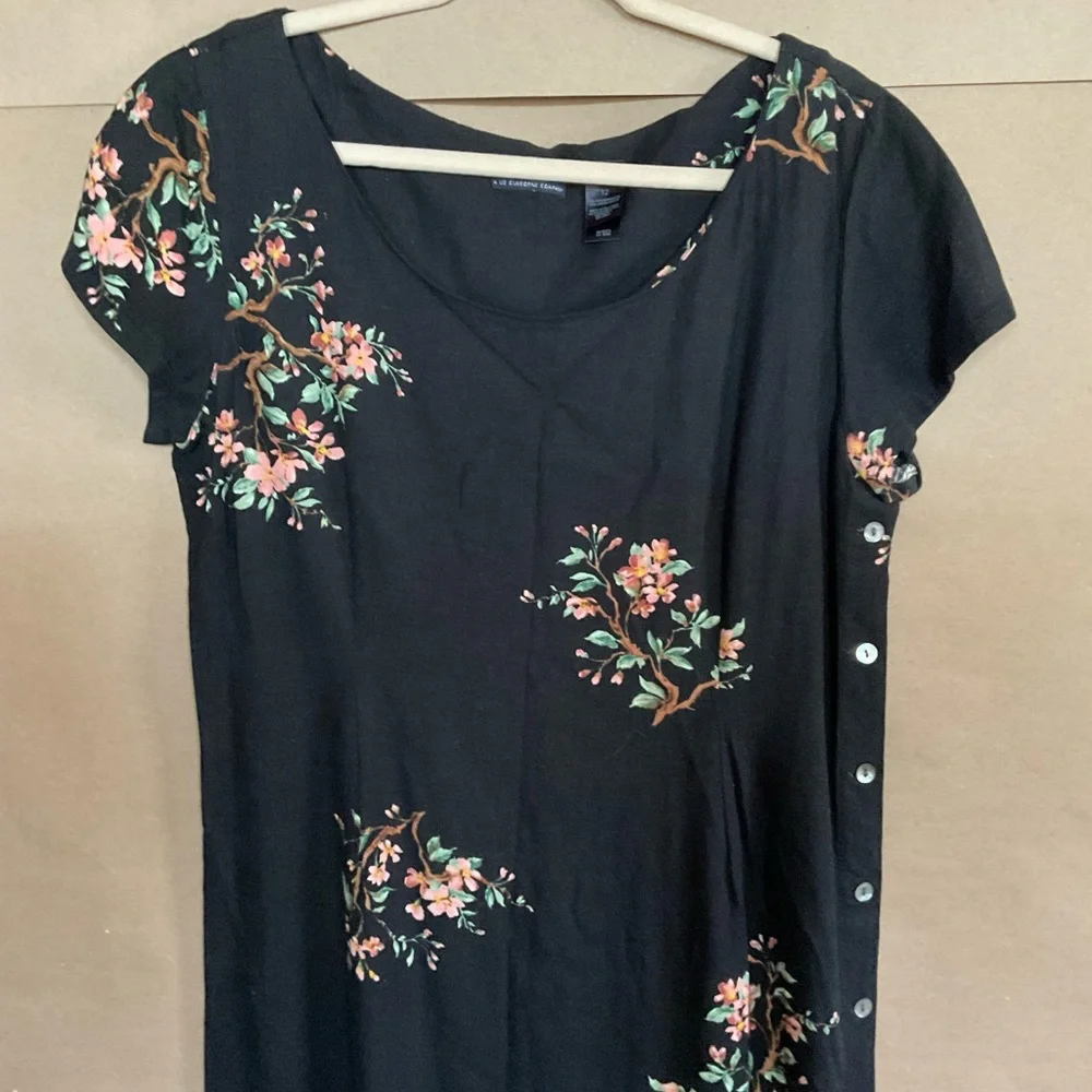Crazy Horse by Liz Claiborne Floral Black Dress. Linen blend. Size 12 - Picture 4 of 10